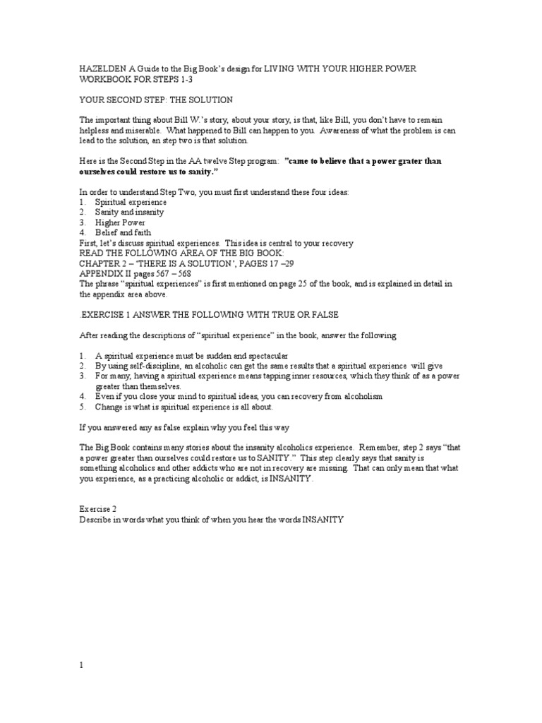 Hazel Den Step 2 PDF The Big Book Alcoholics Anonymous 