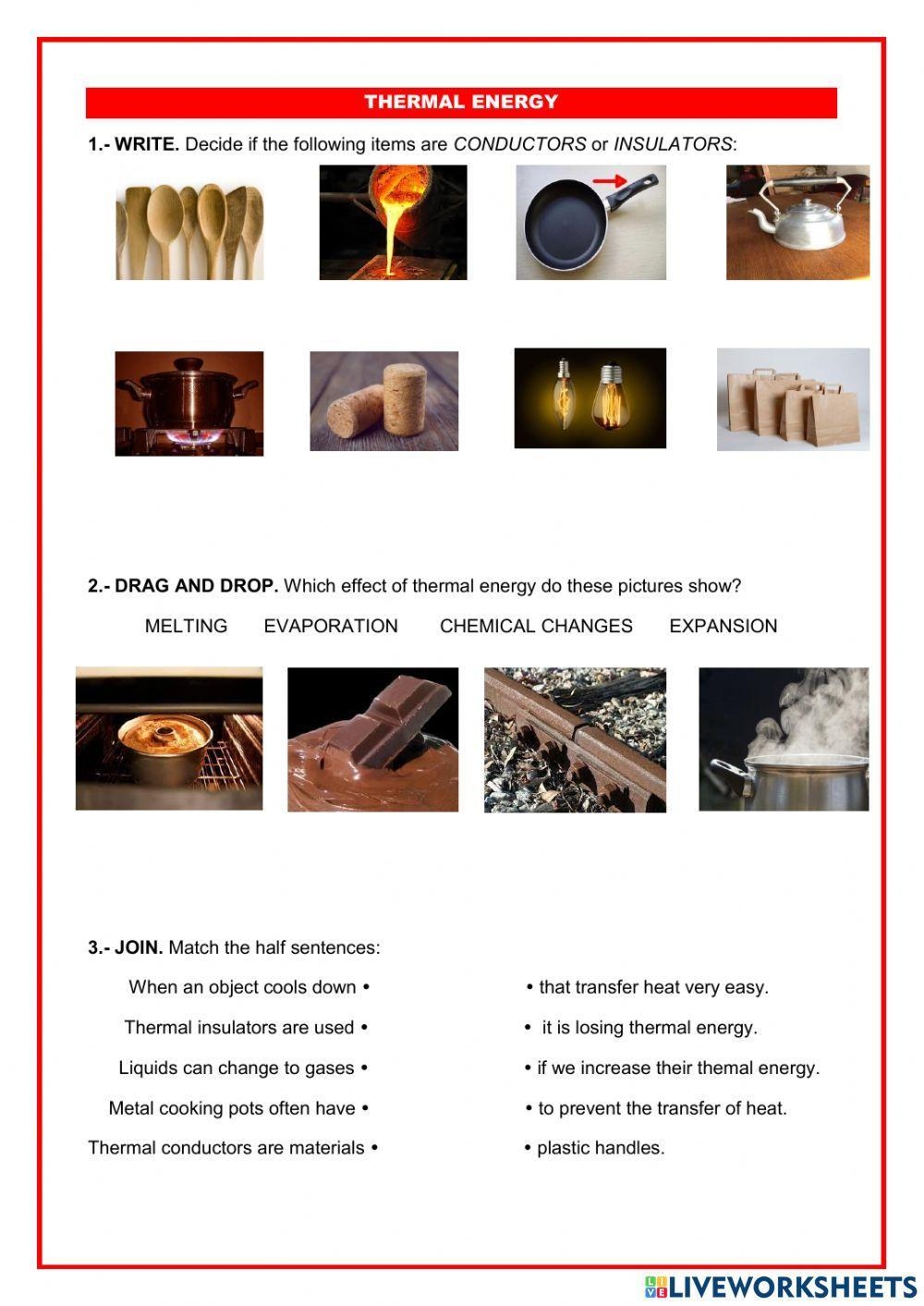 Heat Thermal Energy Worksheet Live Worksheets Worksheets Library