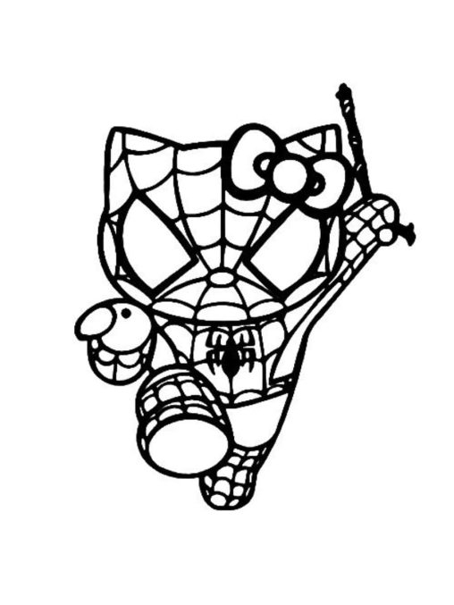 Hello Kitty And Spiderman Coloring Pages Fun Free Download