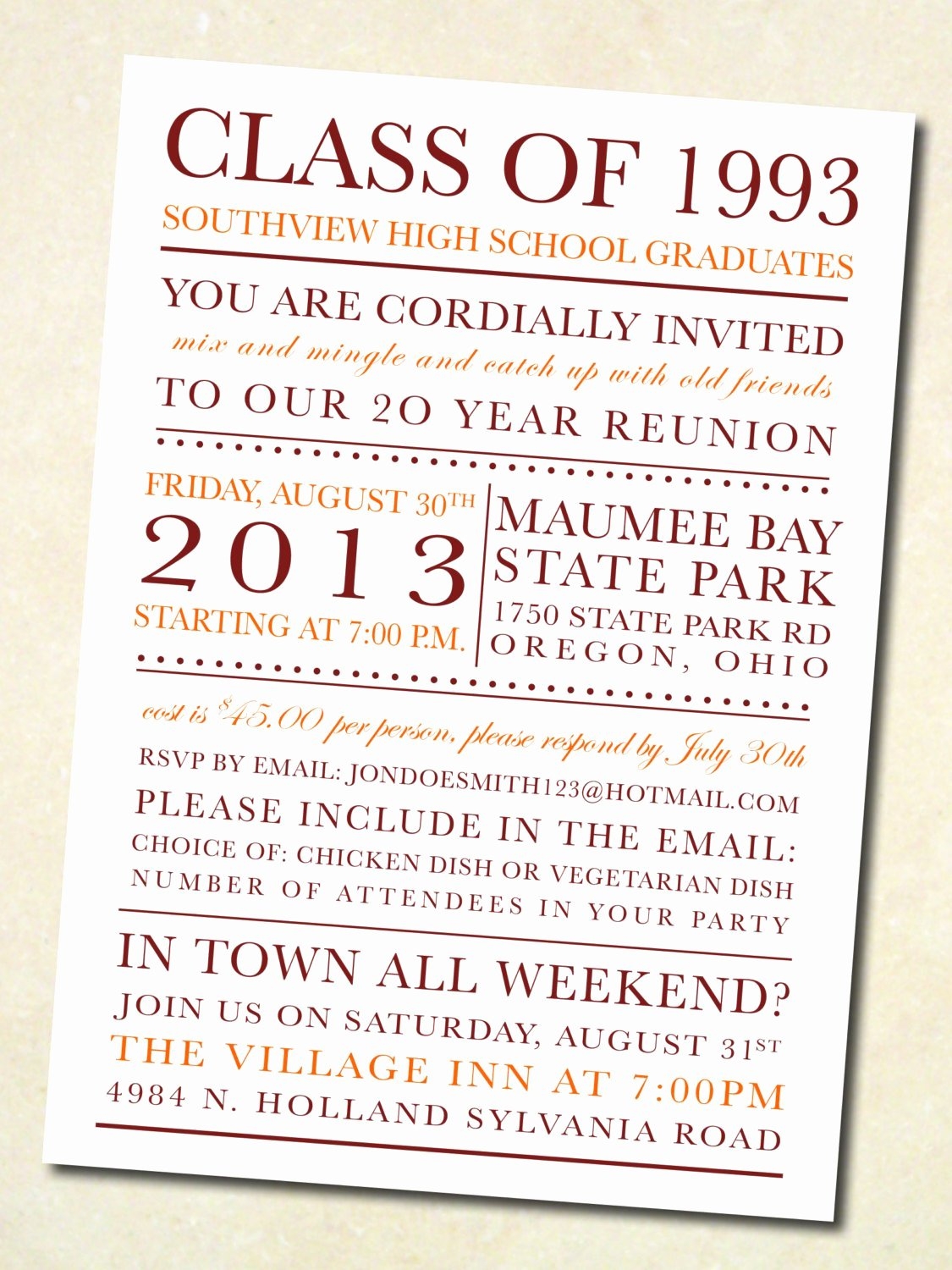 class reunion invitation templates