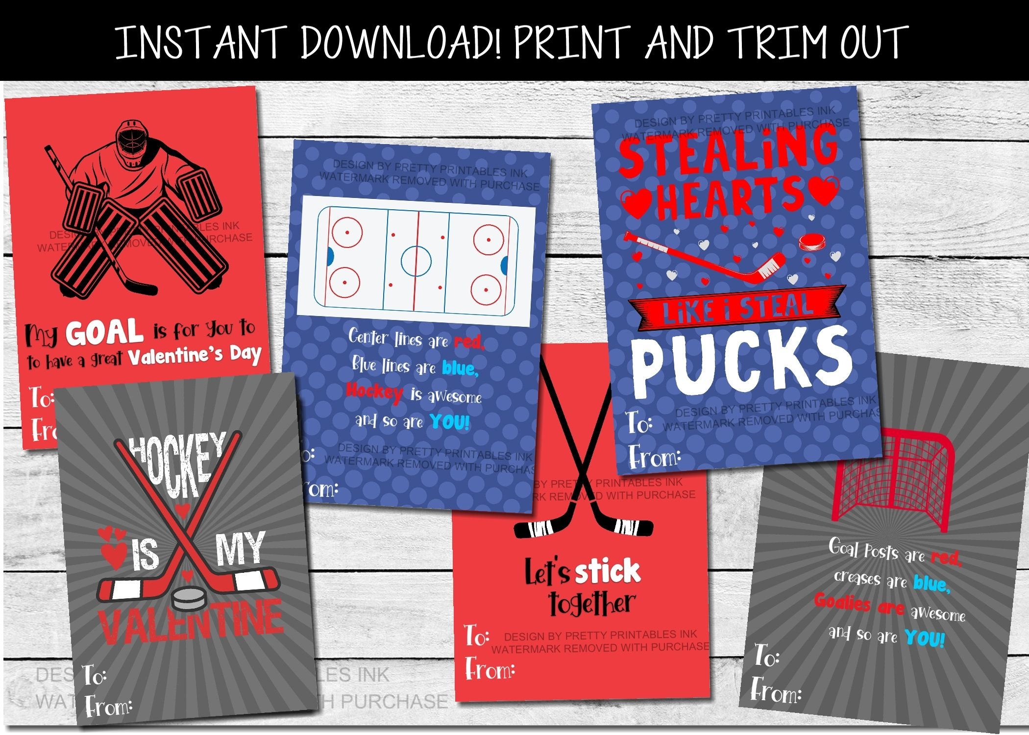 printable hockey valentines cards