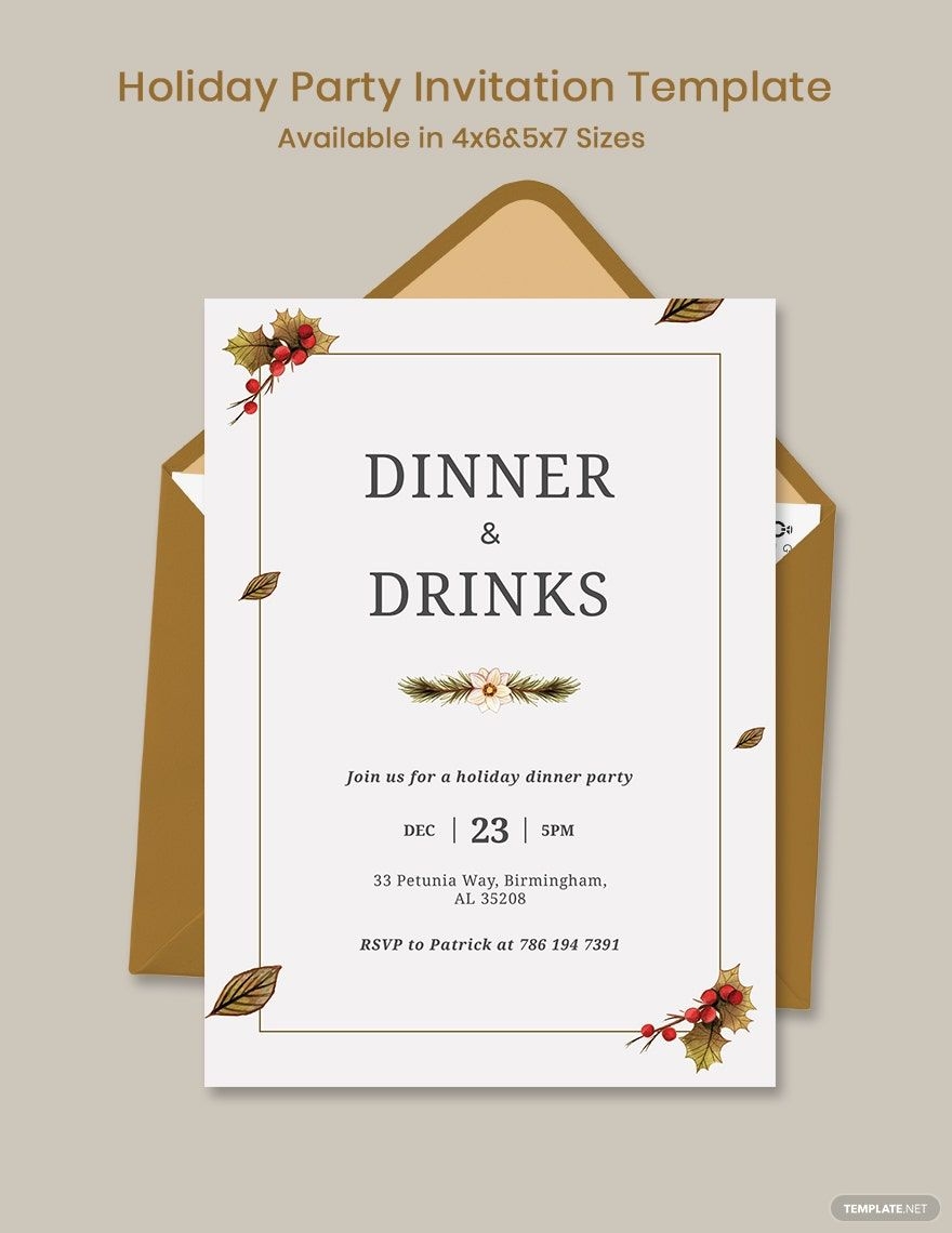 Holiday Dinner Party Invitation Template In Pages Outlook Word 