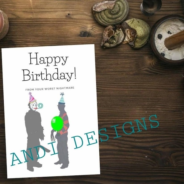 Horror Printable Birthday Card Etsy