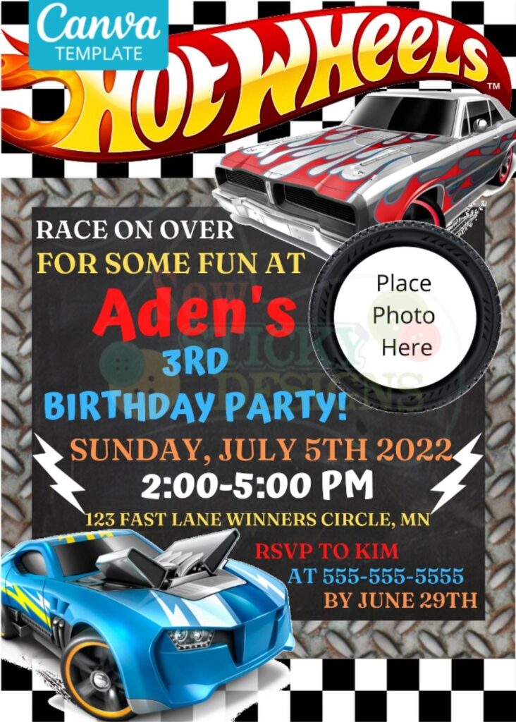 Hot Wheels Birthday Invitation Racecar Birthday Invitation