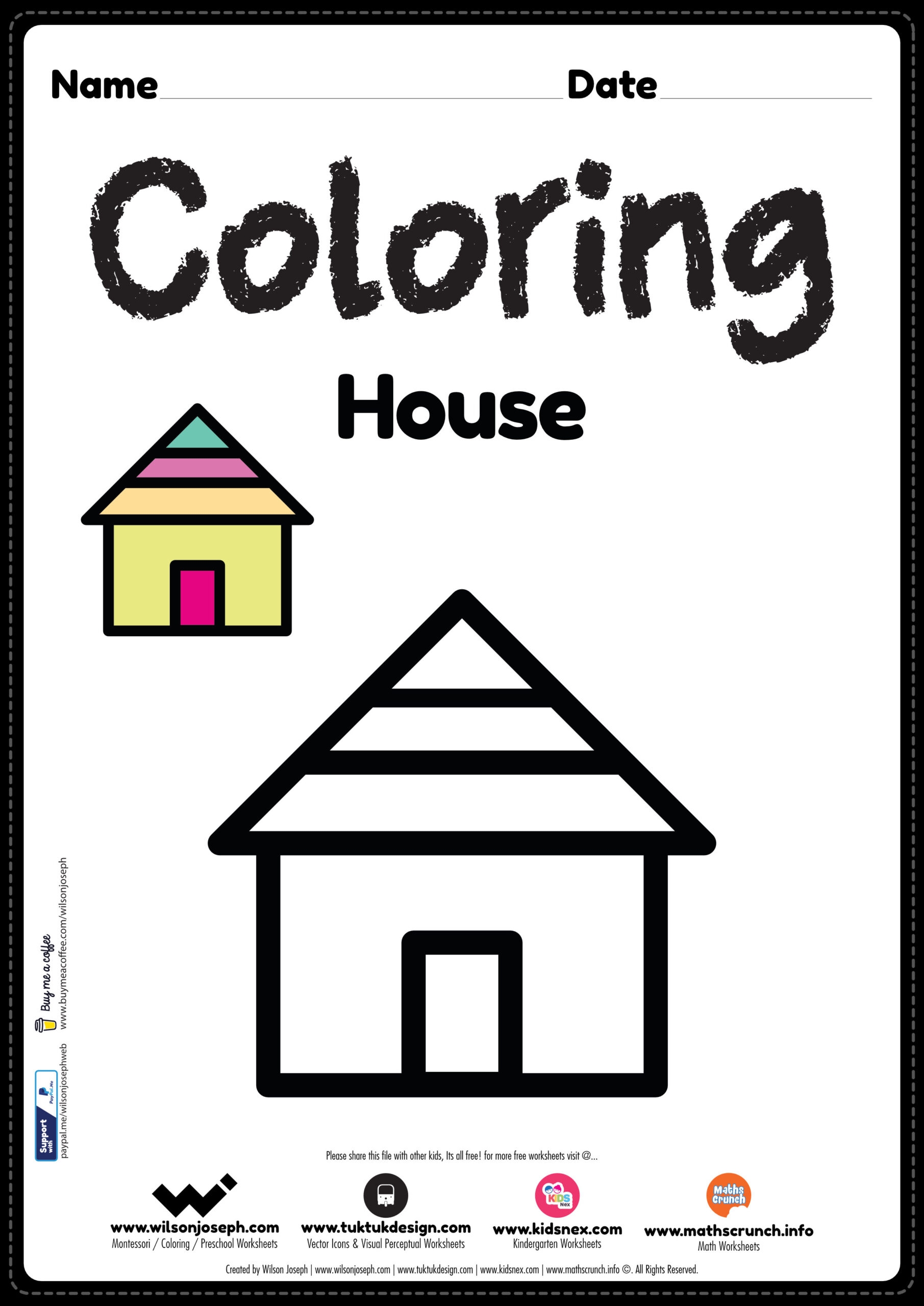 House Coloring Page Free Printable PDF For Preschool Kids