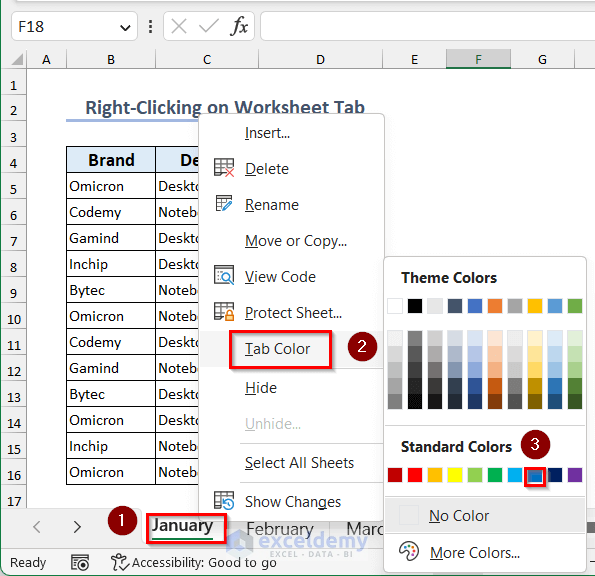 worksheet tab in excel