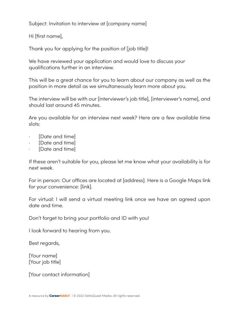 How To Invite A Candidate To An Interview By Phone Email