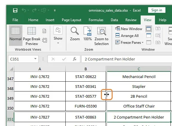 split the worksheet into panes at cell d16