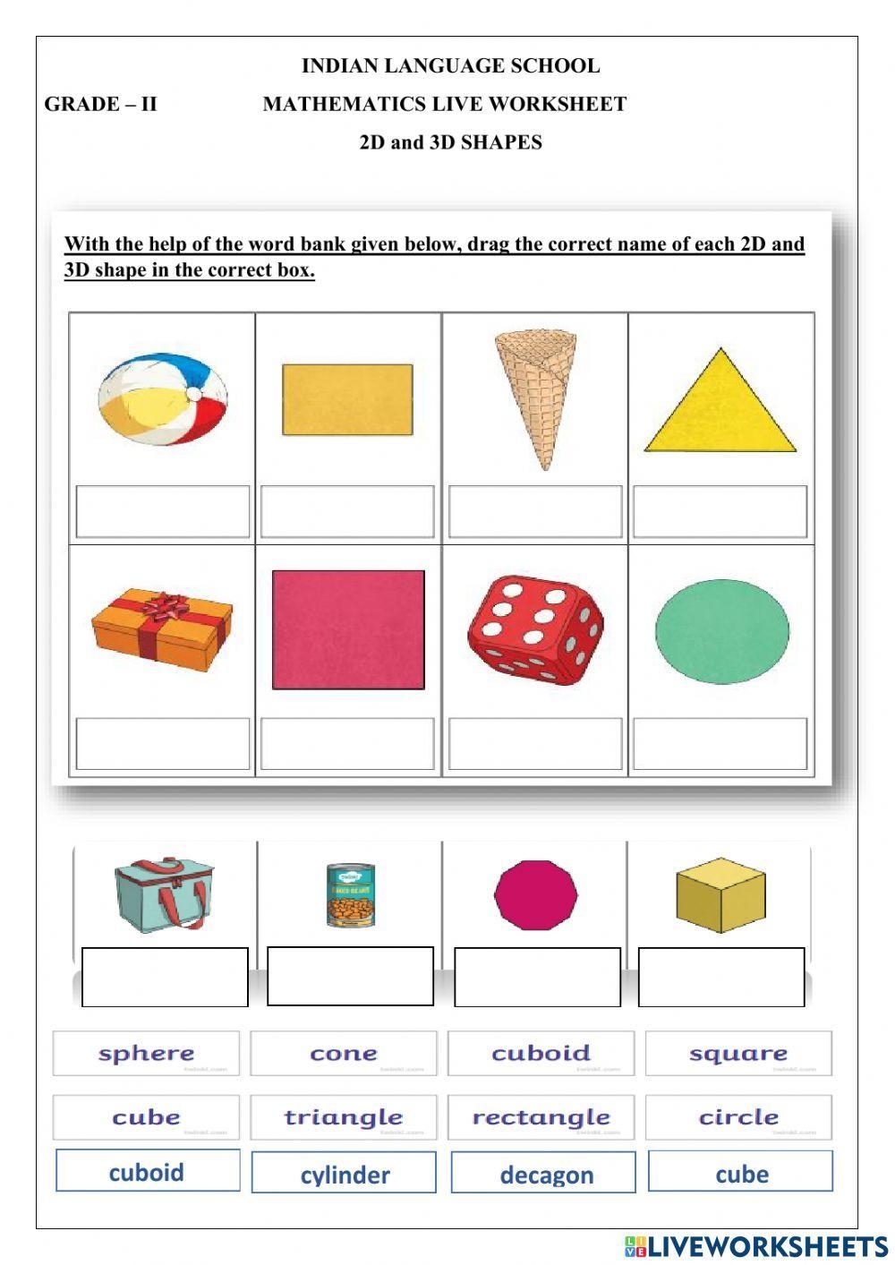 3d shapes worksheets