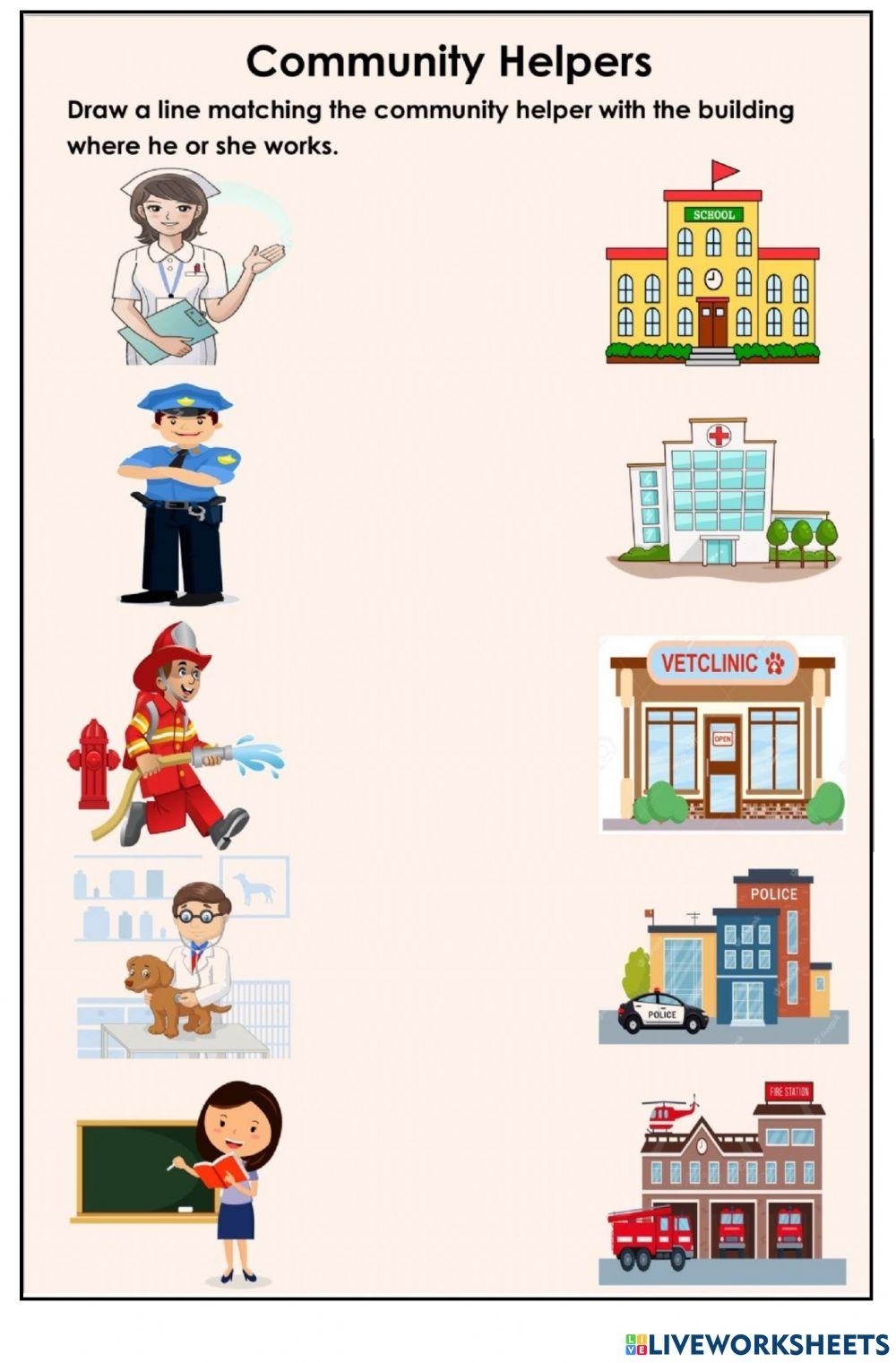 Identifying Community Helpers Worksheets Teach Starter Worksheets