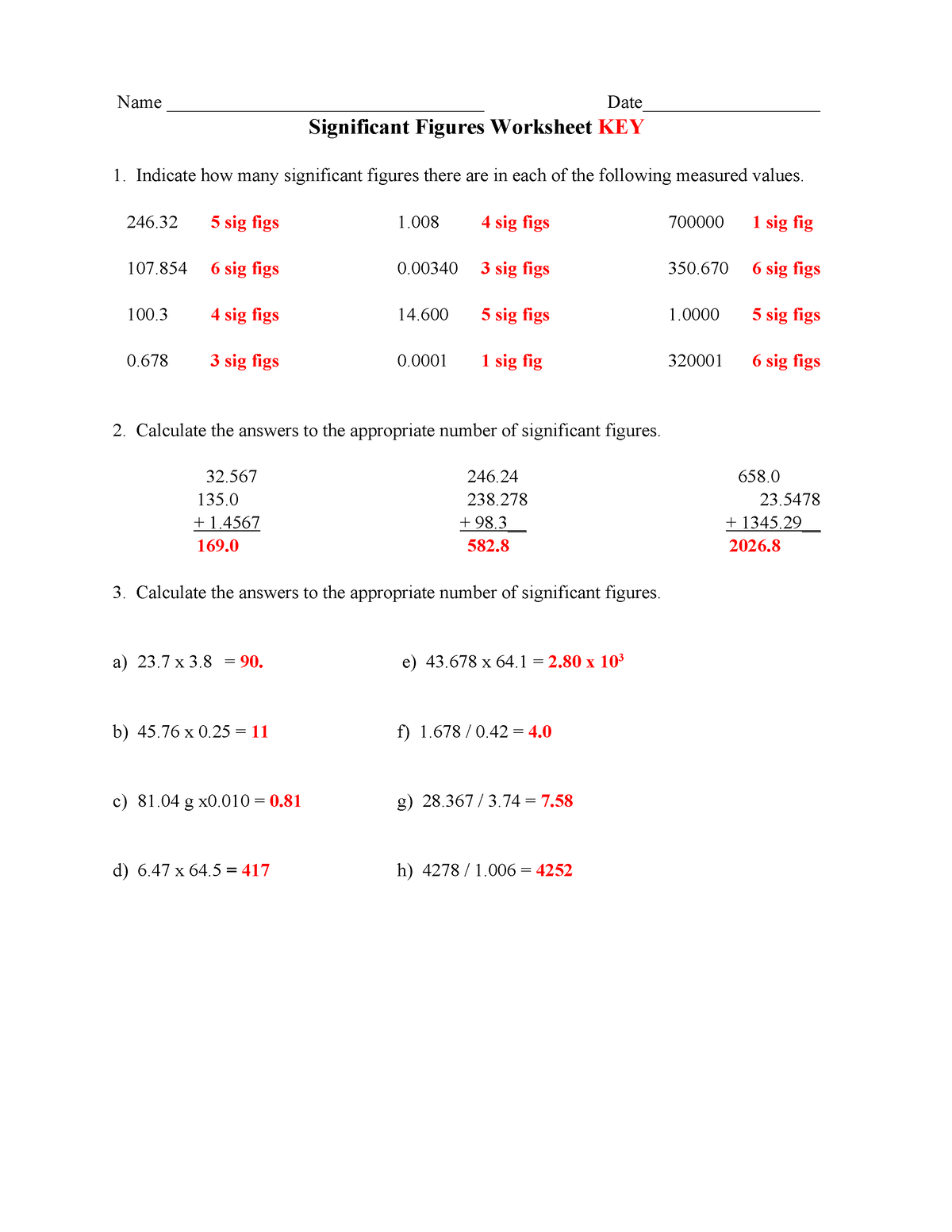Identifying Significant Figures Worksheet Chemistry Worksheets 