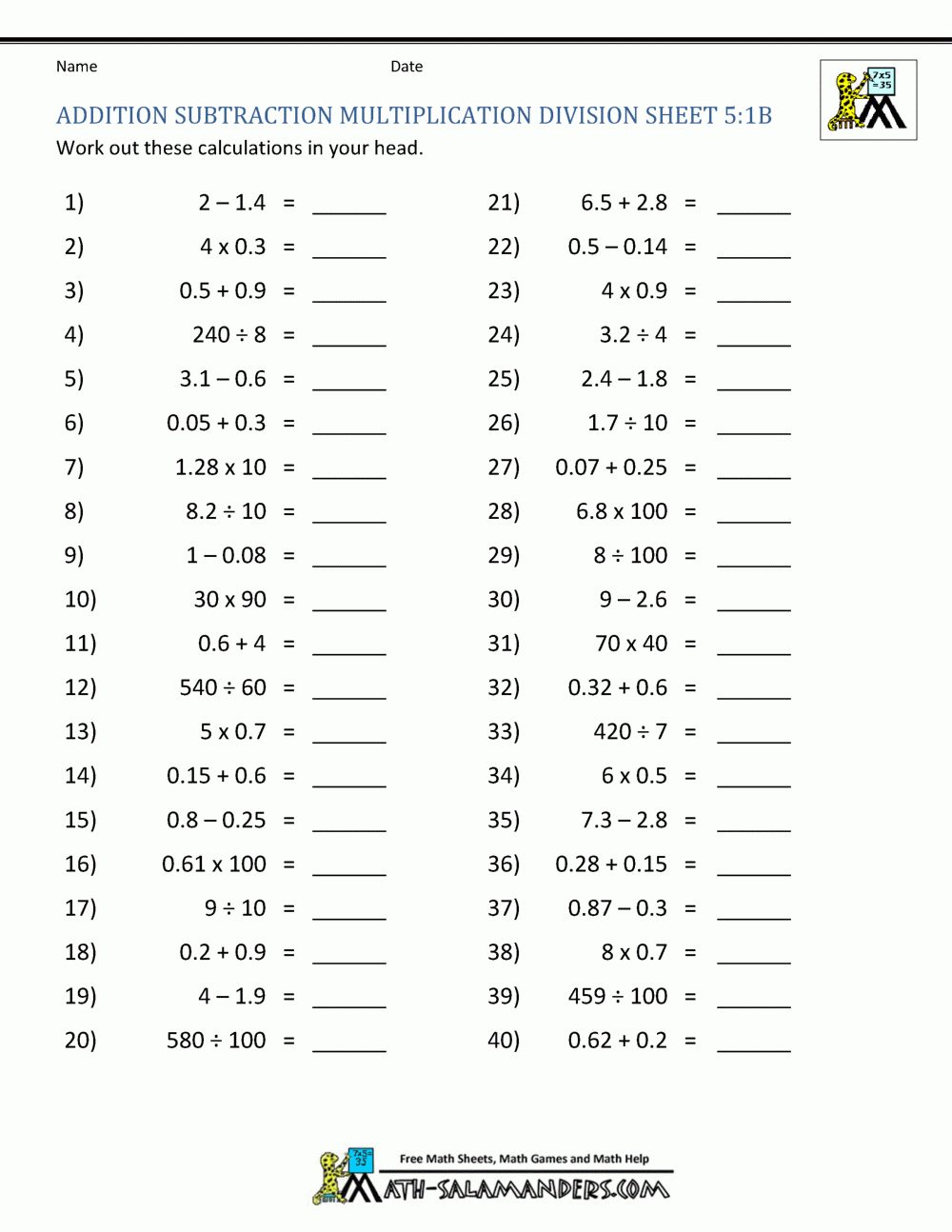 Infobits Pdf Document Grade 4 Add Subtract Multiply Divide 