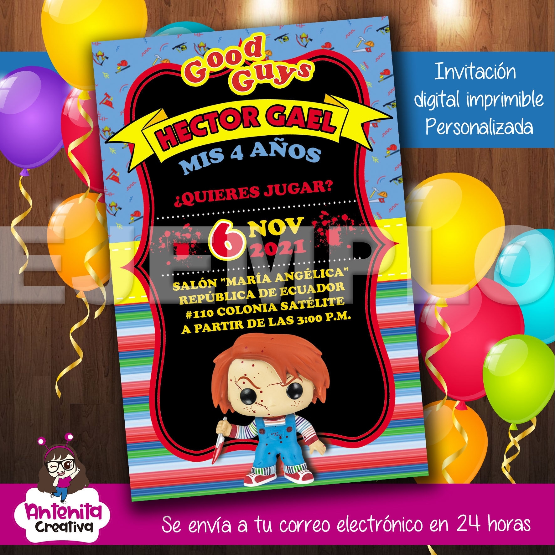 chucky birthday invitation template
