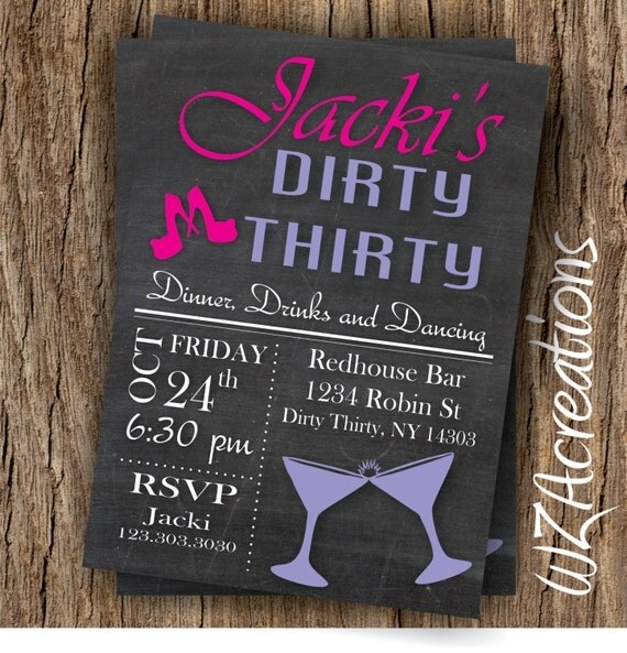 Items Similar To Dirty Thirty Invitation Dirty Thirty Birthday Party 