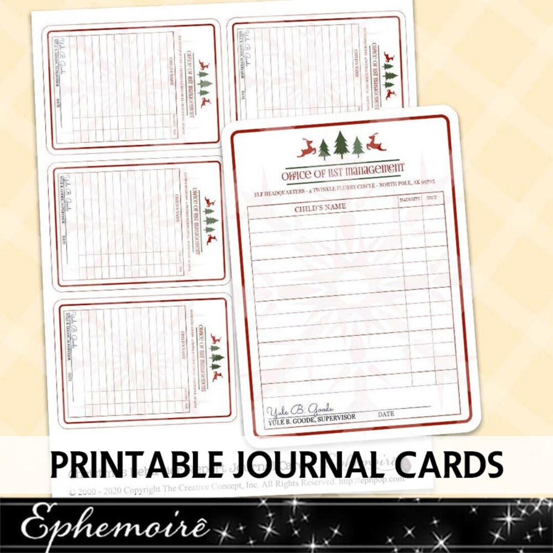 Junk Journal Printable Santa Report Card Naughty Or Nice Shelf Elf Card 