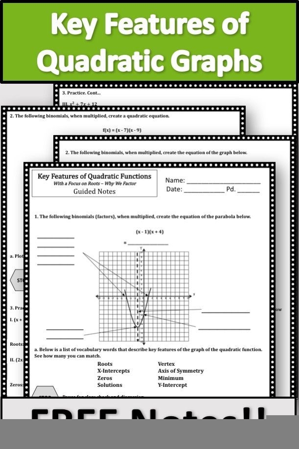 Key Features Of Quadratic Functions Worksheet Pdf Quadraticworksheet