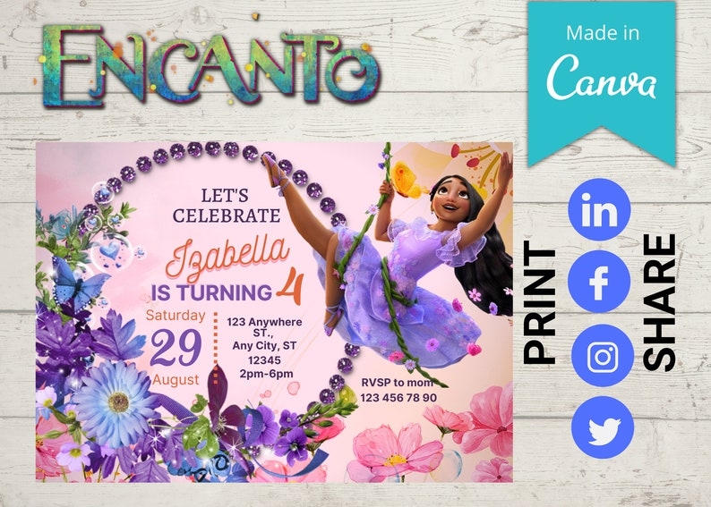 encanto birthday invitation template