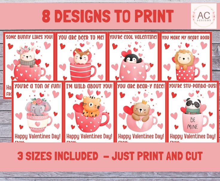 Kids Valentines Cards Instant Digital Download Printable Kids