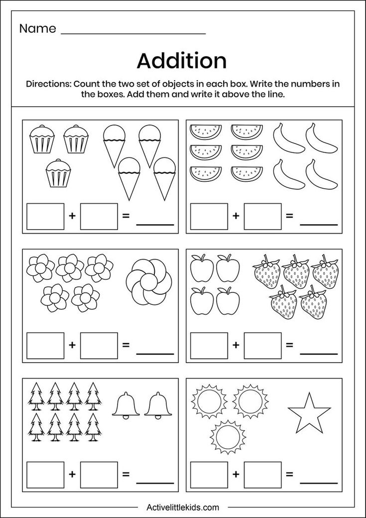 addition kindergarten math worksheets