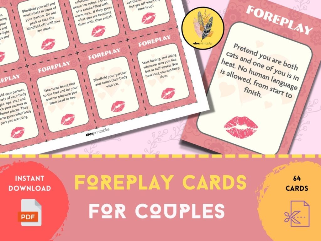 Kinky Foreplay Cards Printable 64 Foreplay Game Cards Adult Sex Game