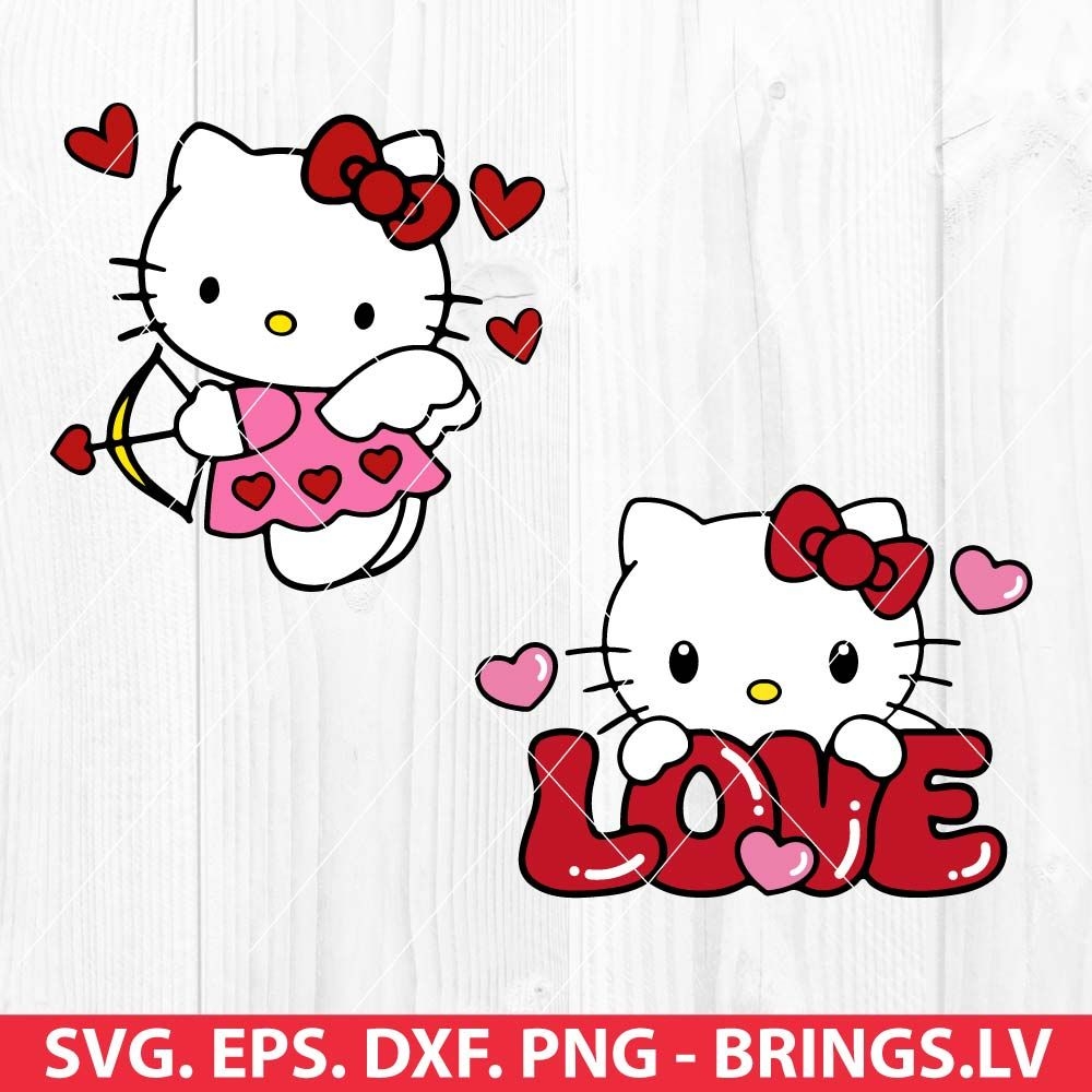 Kitty Valentine SVG Bundle Cat Valentine SVG Hello Kitty Valentine 