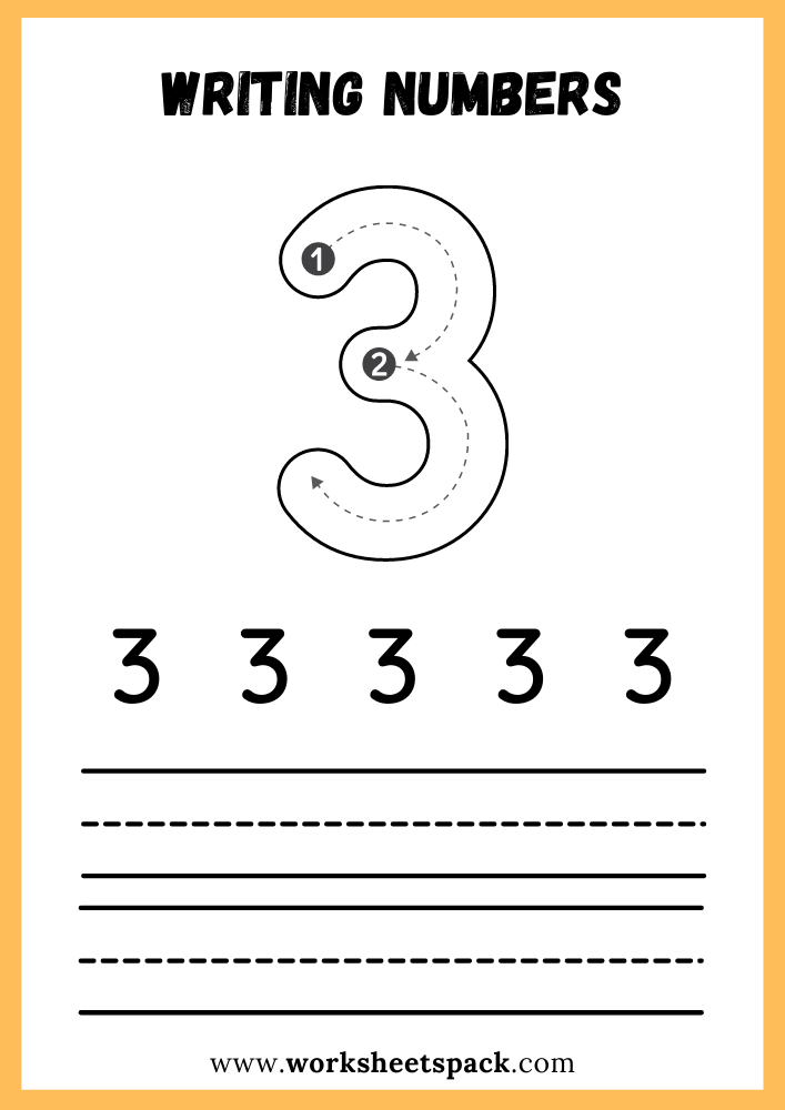 Learn To Write Number 3 Free Printable Worksheet