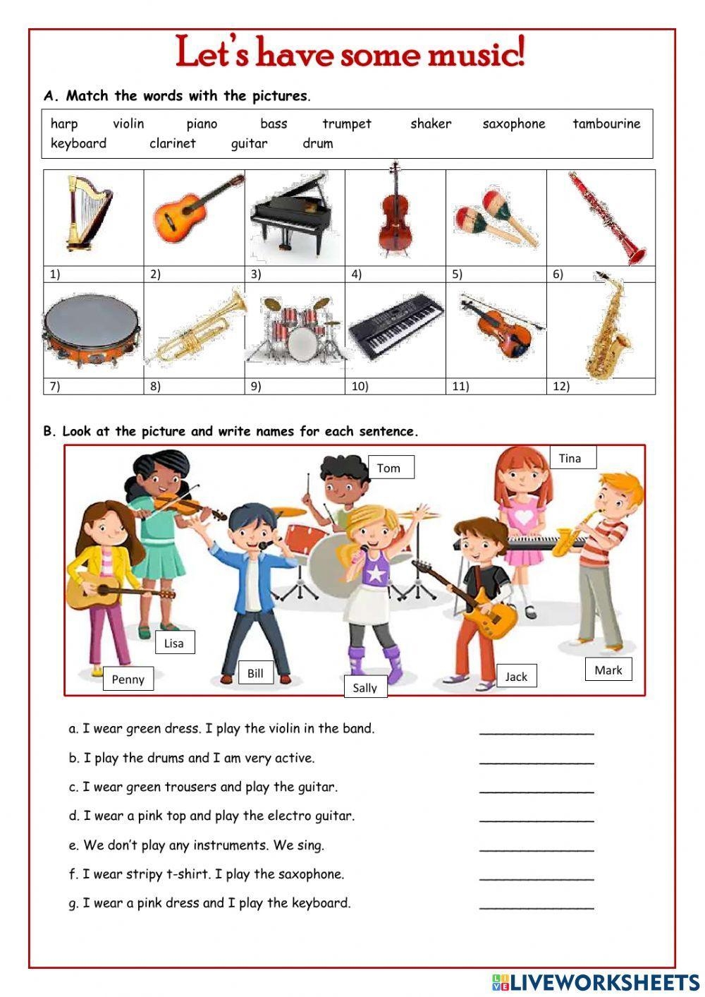 Lets Have Some Music Worksheet Live Worksheets Worksheets Library