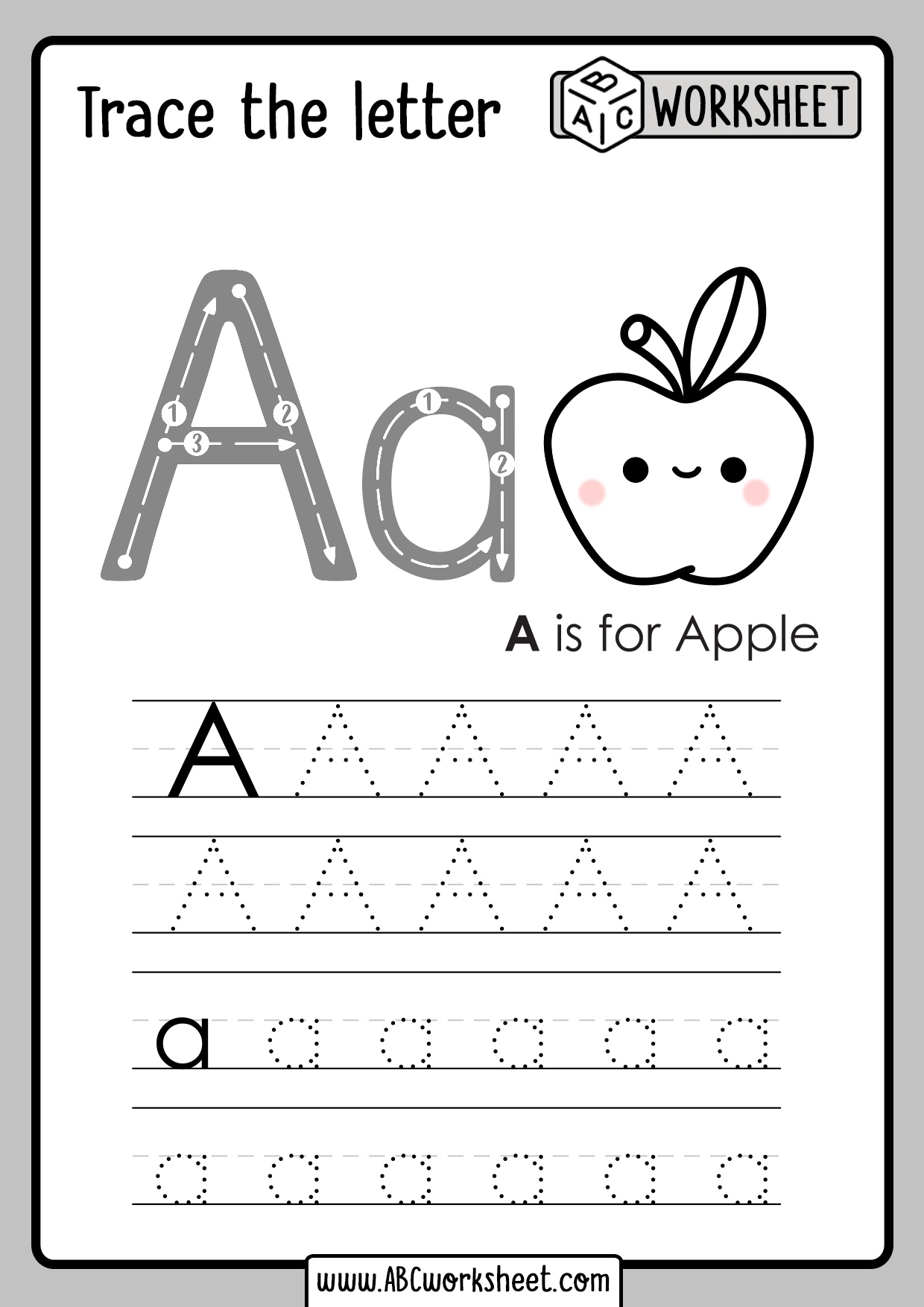 printable letter a tracing worksheets
