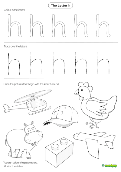 worksheet letter h