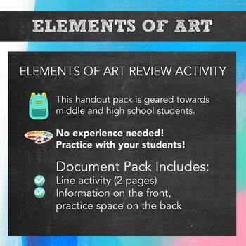Line Elements Of Art Printable Worksheet Elementary Middle High 