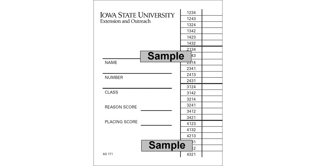 Livestock Judging Scorecard Unit Pkg Of 25 
