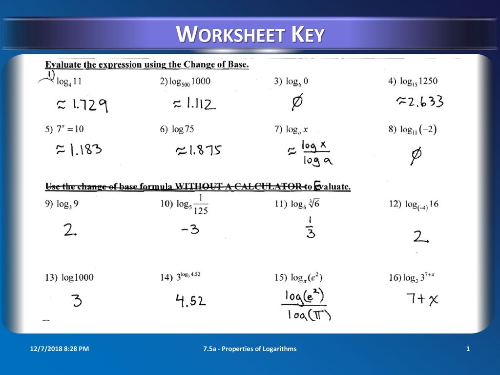 Logarithm Properties With Examples PDF Download Free PDF 