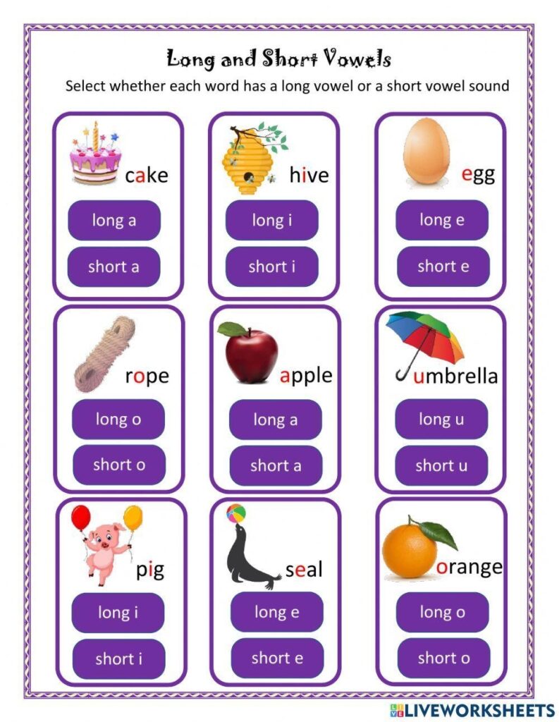 Long Vowel Sounds Worksheets For 1st Graders Online SplashLearn