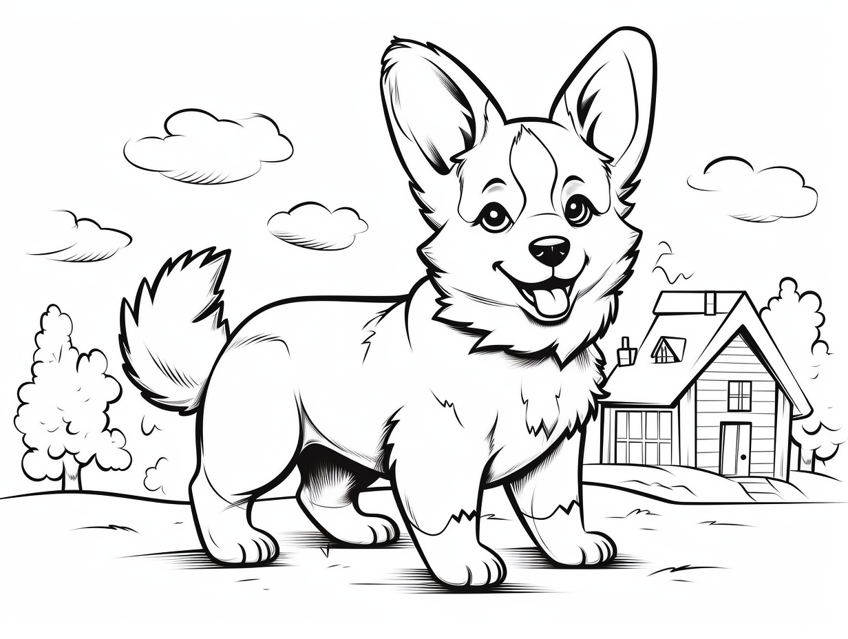 Lovable Corgi Coloring Page Coloring Page