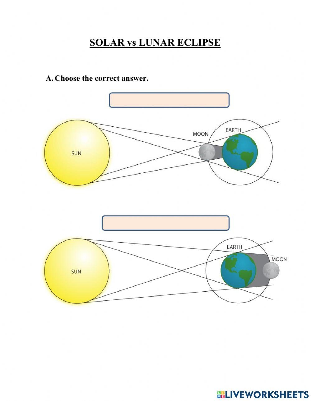 Lunar And Solar Eclipse Worksheet Live Worksheets Worksheets Library