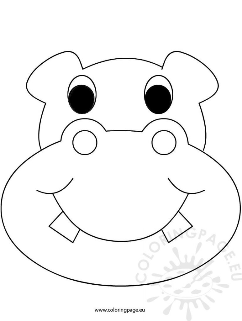 Mask Hippo Coloring Page