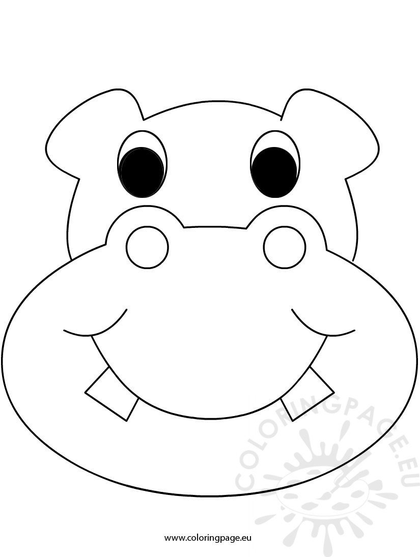 Mask Hippo Coloring Page