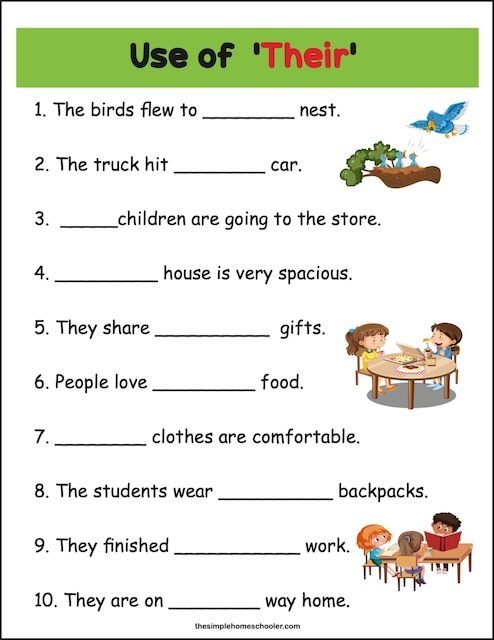 their they're and there worksheet