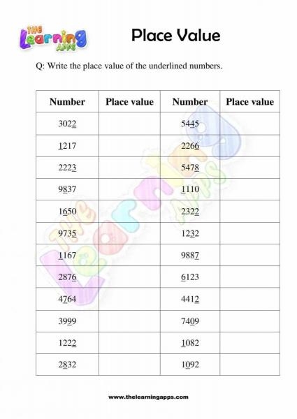 place value worksheets grade 4