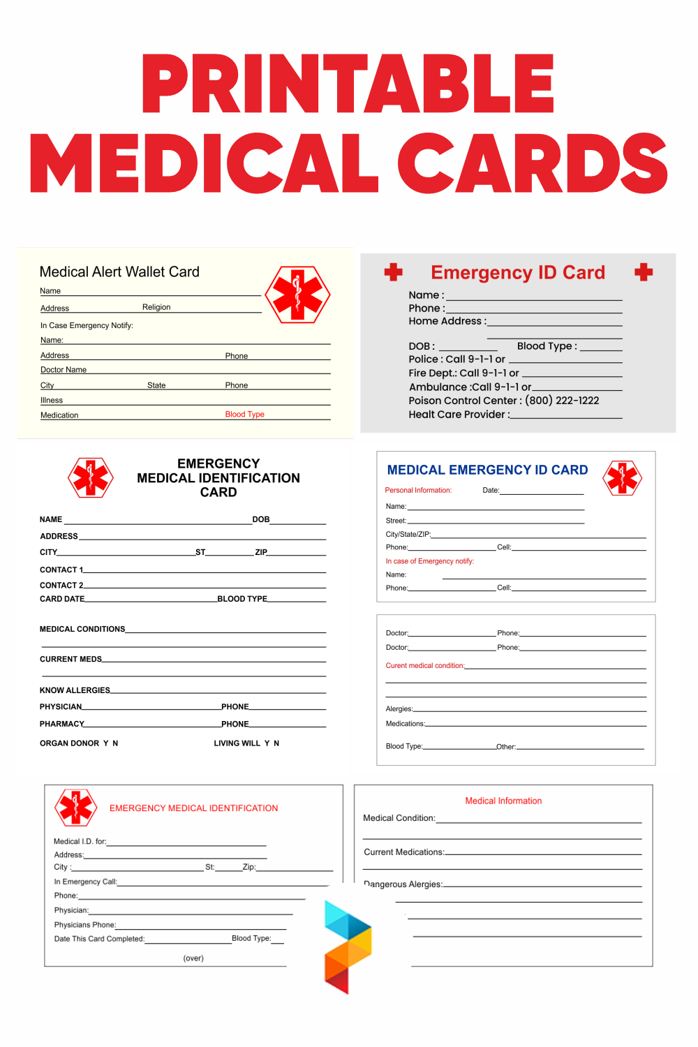 Medical Alert Wallet Card Template Cardtemplate my id