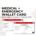Medical ID Card Printable Wallet Medical Information Card Medical