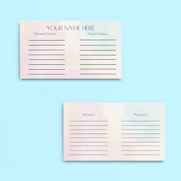 Medical Wallet Card Printable Etsy