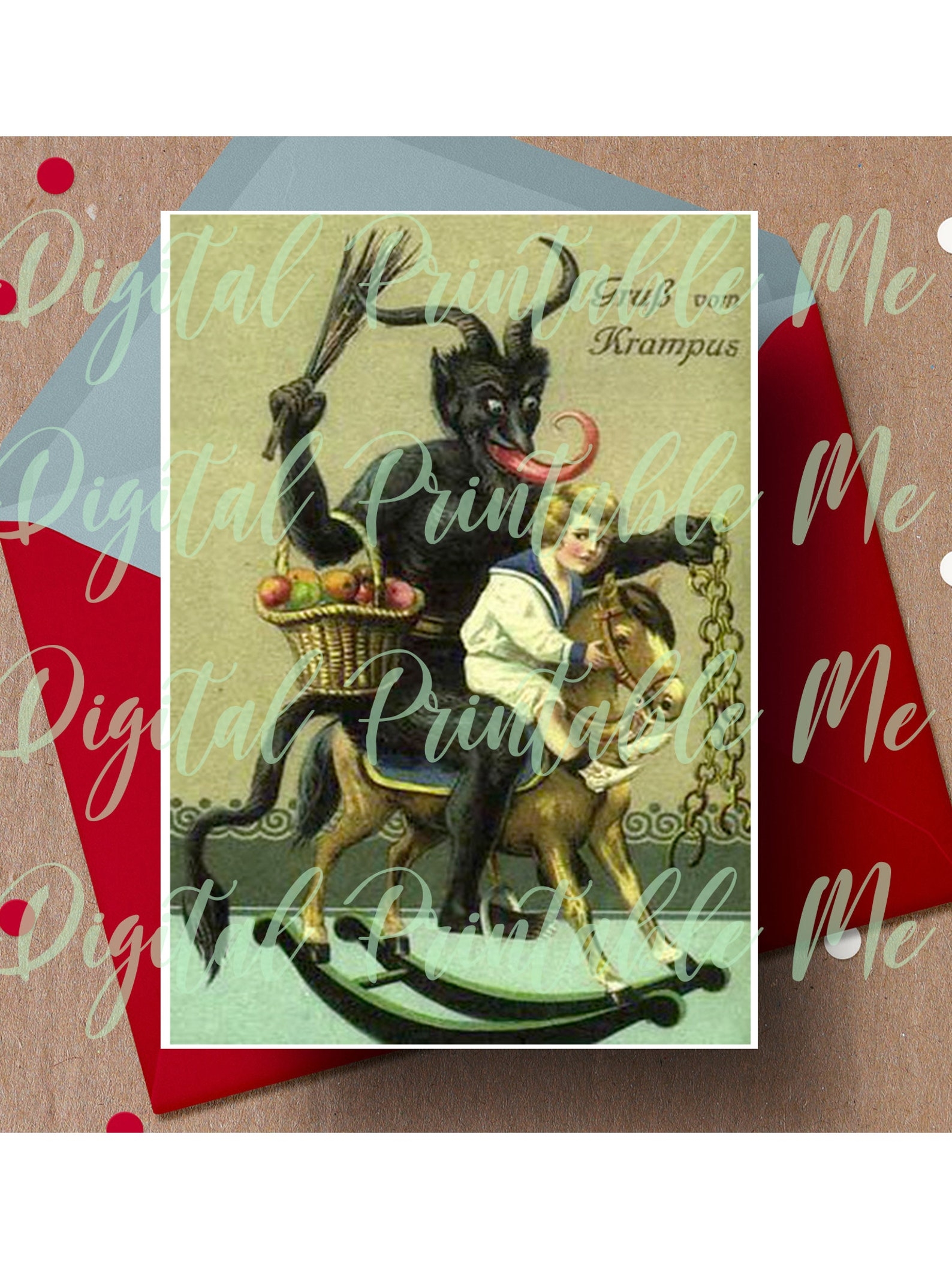 Merry Krampus Card Printable Krampus Card 5x7 Gruss Vom Etsy
