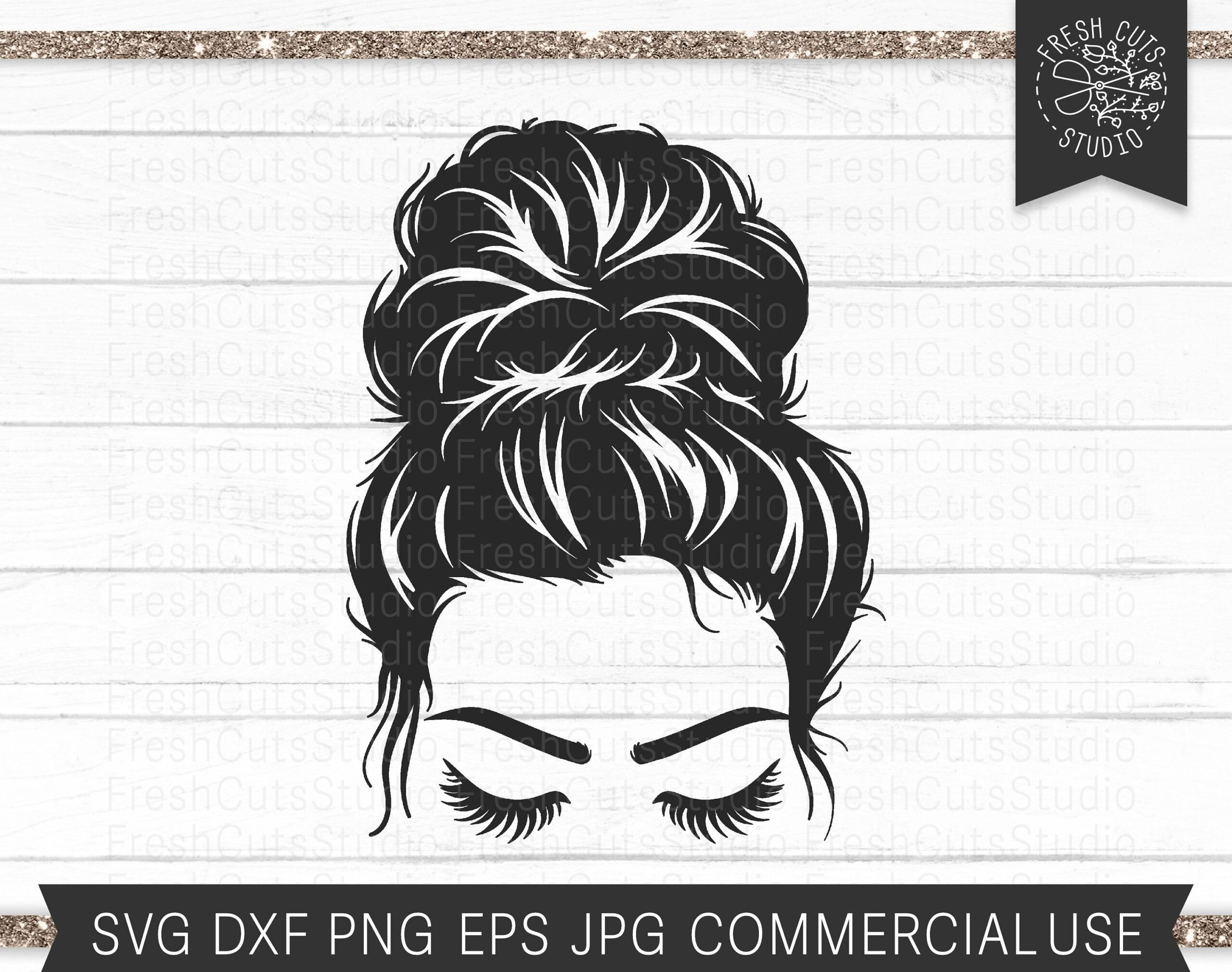 Messy Bun SVG File Hair SVG Girl With Lashes Svg Messy Bun Etsy How 