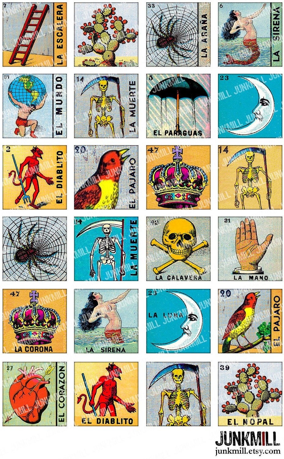 Mexican Loteria Cards The Complete Set Of 10 Tablas Etsy Loteria 