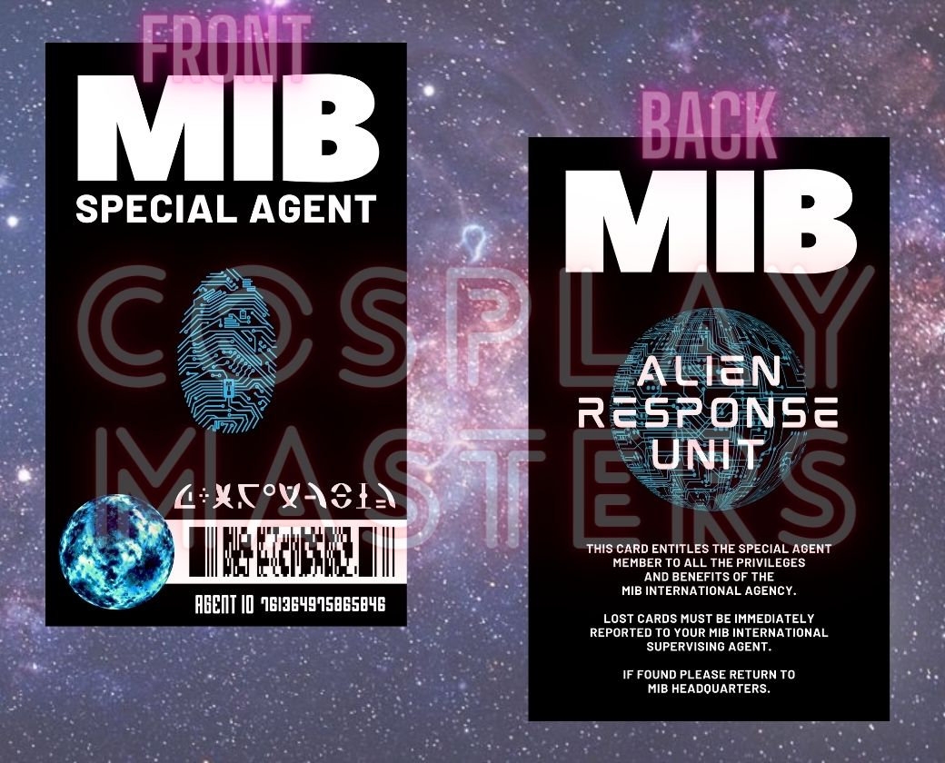 MIB ID Card 2024 Printable Cosplay MIB Secret Agent Badge Etsy