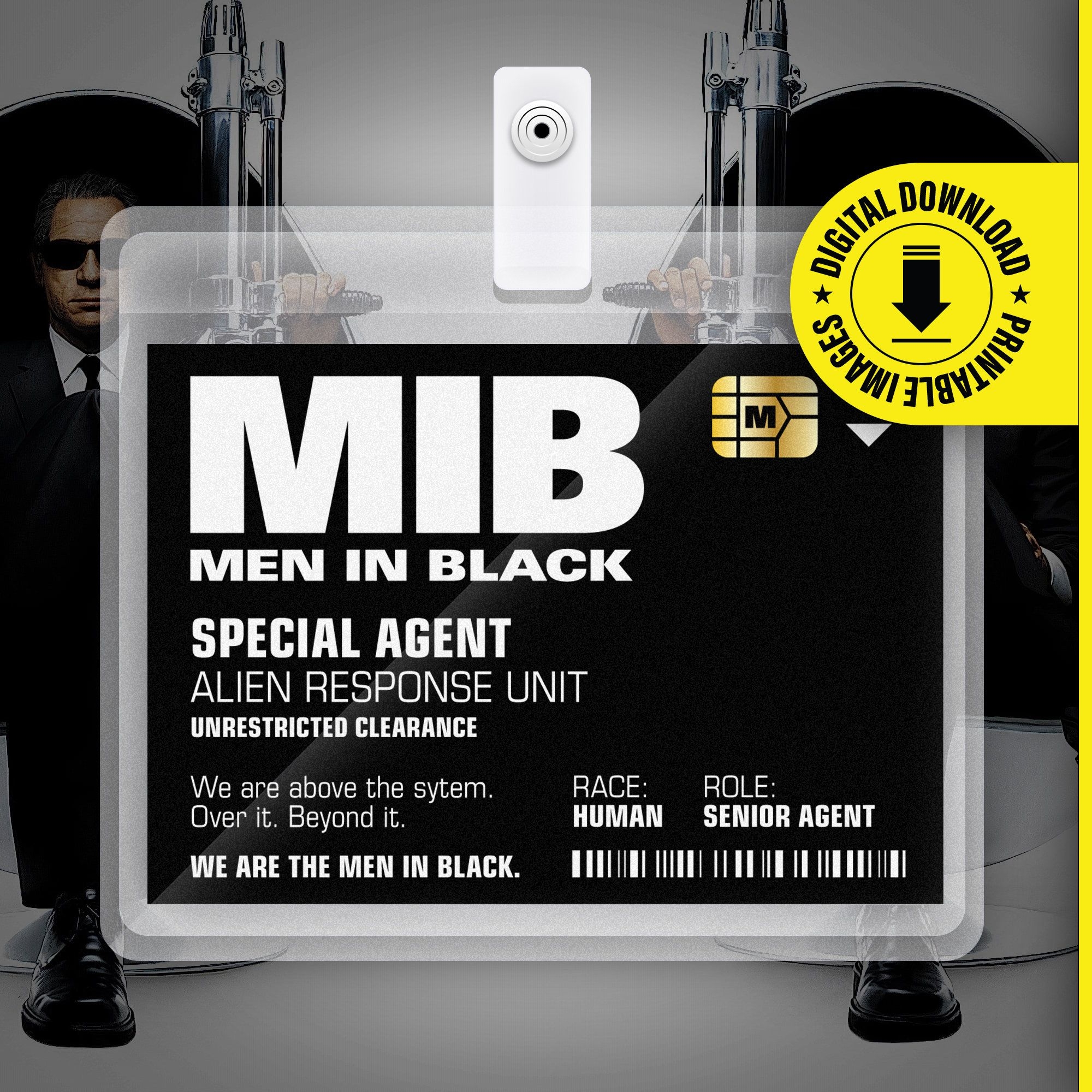 MIB Special Agent Men In Black ID Badge Card Halloween Cosplay Costume 