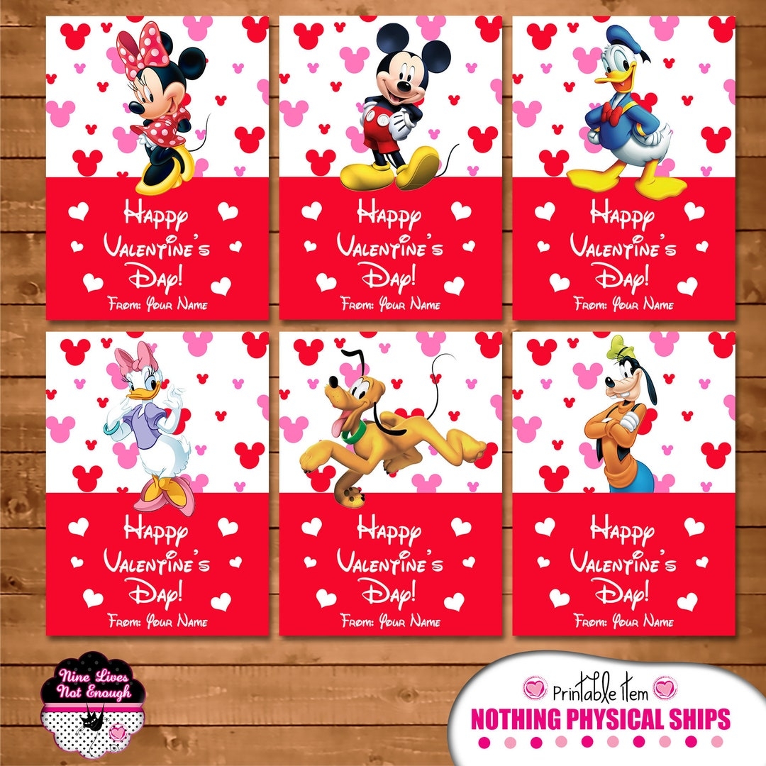 printable mickey mouse valentines cards