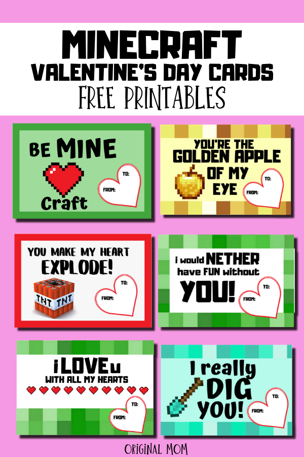 Minecraft Valentine 39 s Day Cards Free Printables Minecraft Valentines
