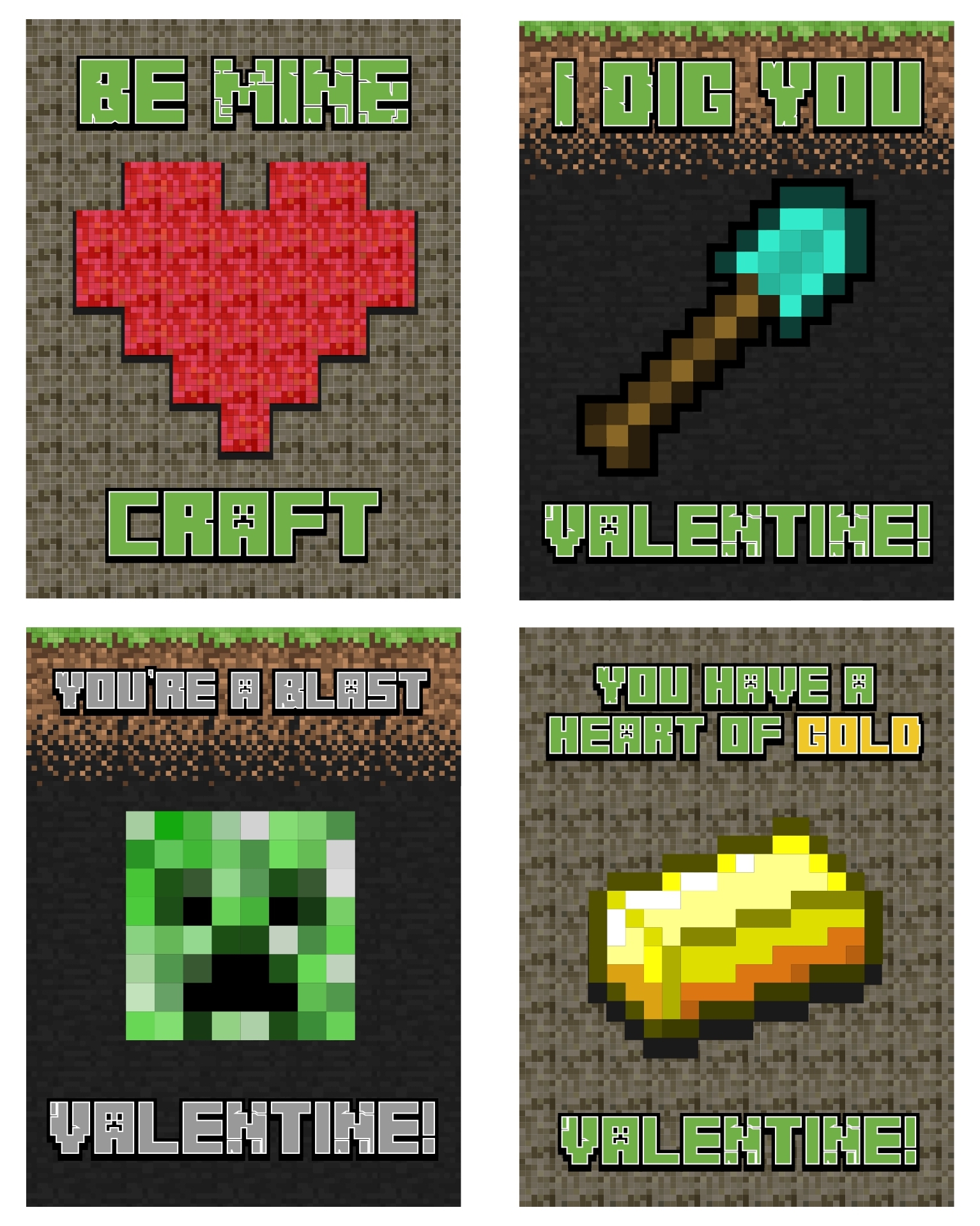 Minecraft Valentine Cards 11 Free PDF Printables Printablee